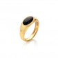 Hot Diamonds x Jac Jossa 18ct Yellow Gold Plated Onyx Oval Ring Size Large DR257
