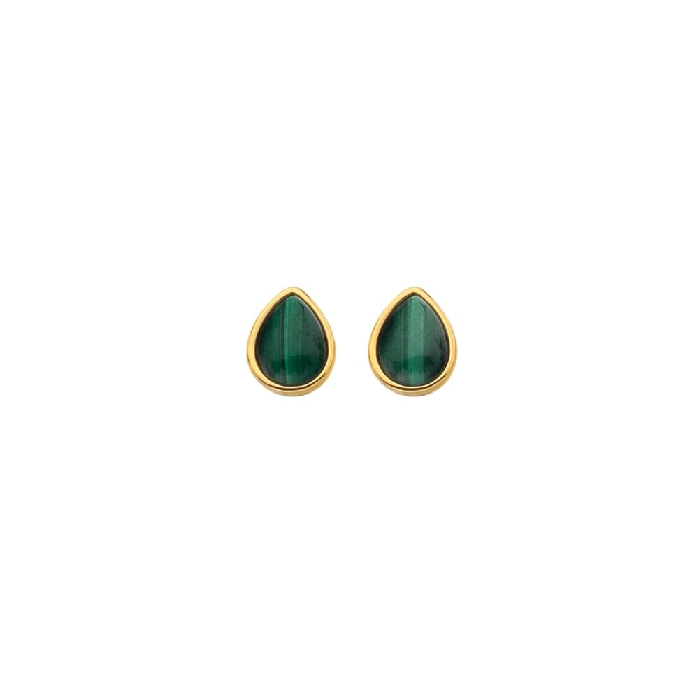 Hot Diamonds x Golden Edit Revive Malachite Teardrop Stud Earrings DE754