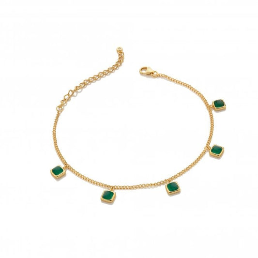 Hot Diamonds x Gem Square Green Agate Bracelet DL663