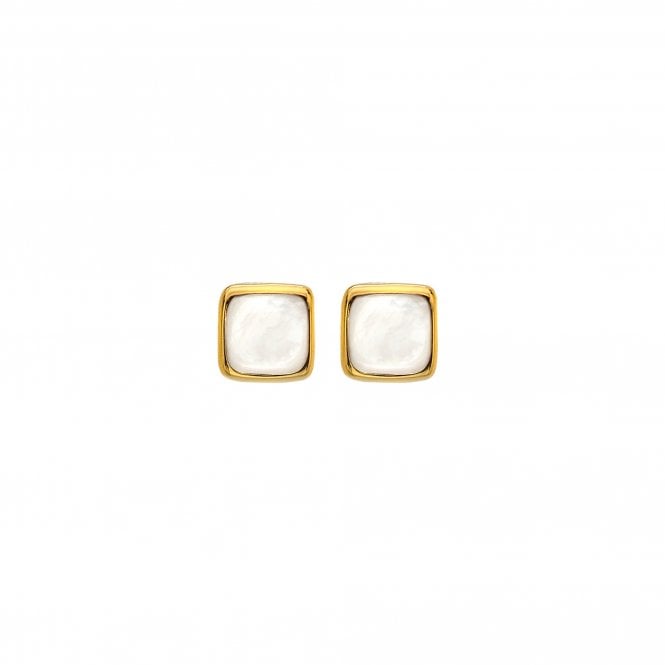 Hot Diamonds x Gem Hot Diamonds Square Mother of Pearl Yellow Gold Plated Stud Earrings