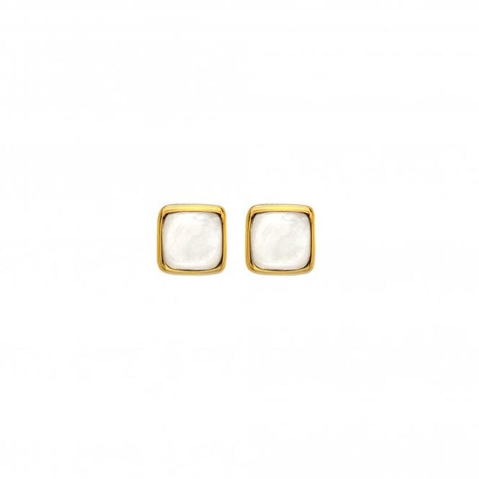Hot Diamonds x Gem Hot Diamonds Square Mother of Pearl Yellow Gold Plated Stud Earrings