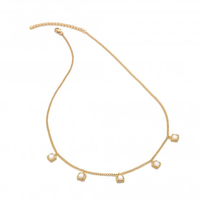 Hot Diamonds x Gem Hot Diamonds Mother Of Pearl 5Xsquares Yellow Gold Plated Necklace