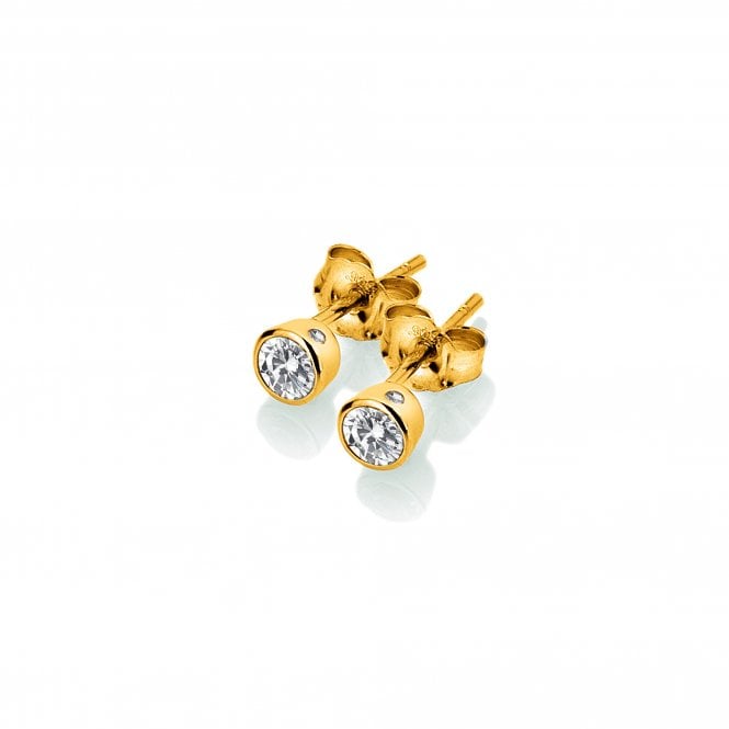 Hot Diamonds 18ct Gold Plated White Topaz Bezel Stud Earring