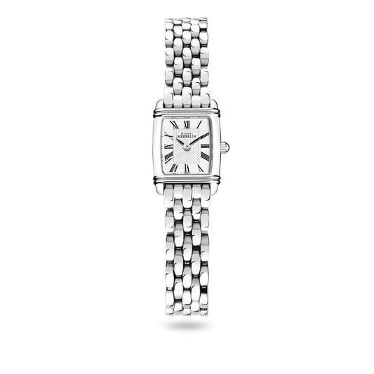 Herbelin Steel Art Deco Mini White Full Roman Dial Bracelet Watch 17438AP08