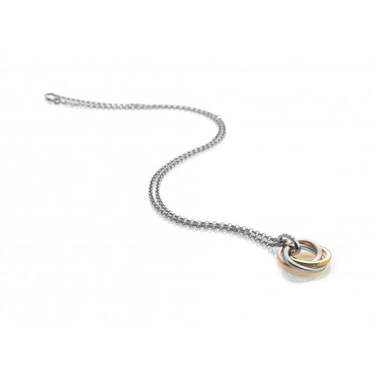 Hot Diamonds Sterling Silver, Rose Gold and Yellow Gold Calm Knot Necklace DP544