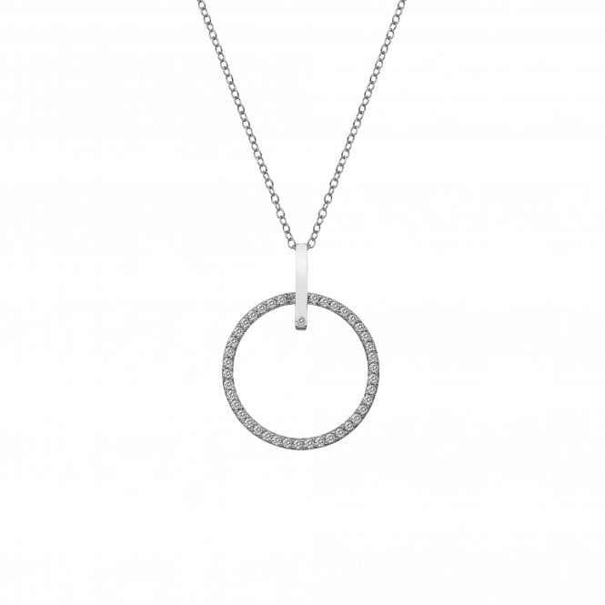 Hot Diamonds Sterling Silver White Topaz Constant Circle 25mm Necklace DP718