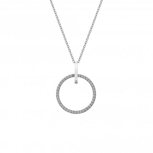 Hot Diamonds Sterling Silver White Topaz Constant Circle 25mm Necklace DP718