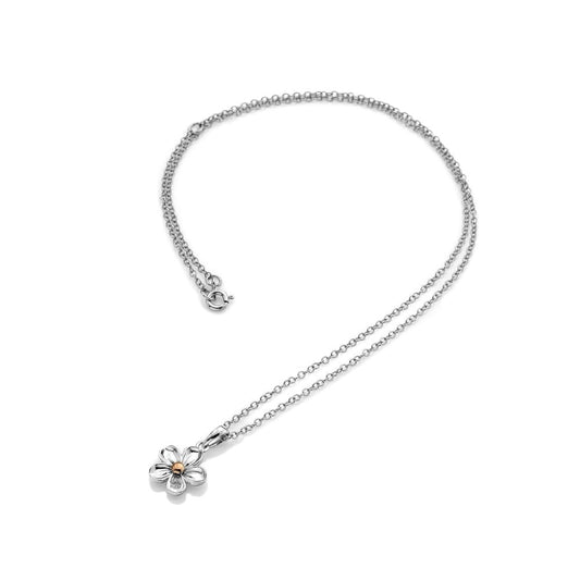 Hot Diamonds Sterling Silver and Rose Gold Forget Me Not Necklace DP749
