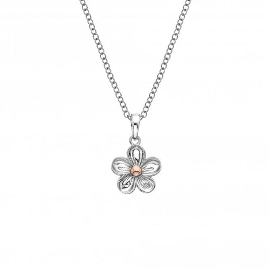 Hot Diamonds Sterling Silver and Rose Gold Forget Me Not Necklace DP749