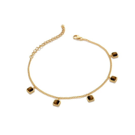 Hot Diamonds Gold Plated Sterling Silver Tigers Eye Square Bracelet DL664