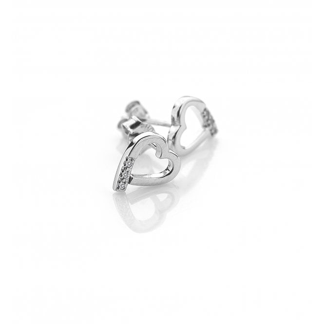 Hot Diamonds Sterling Silver Romantic Heart Stud Earrings DE110