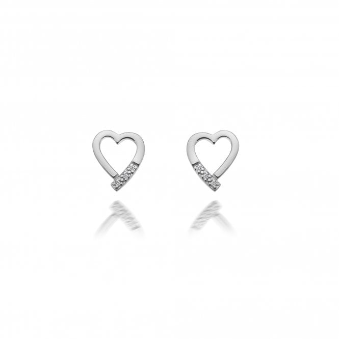 Hot Diamonds Sterling Silver Romantic Heart Stud Earrings DE110