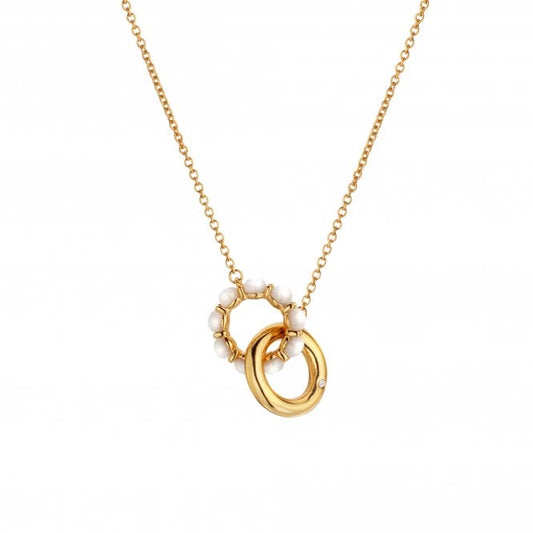 Hot Diamonds x Golden Edit Calm Mother of Pearl Necklace Yellow Gold Plated Necklace DN166