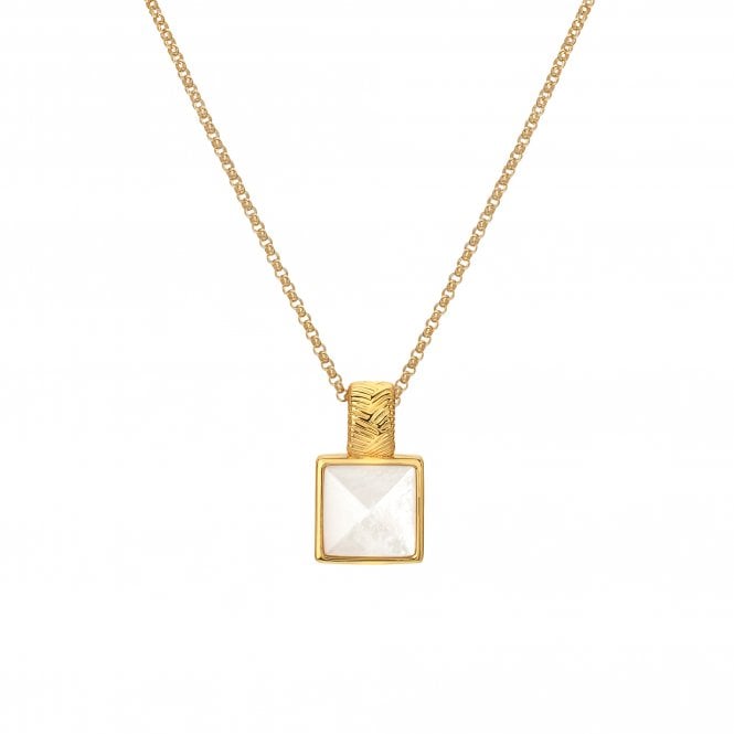Hot Diamonds x Jac Jossa Yellow Gold Plated Calm Mother of Pearl Square Pendant and Chain DP896