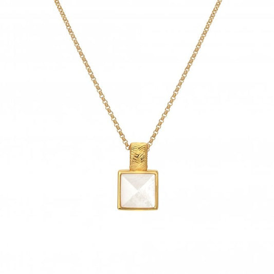 Hot Diamonds x Jac Jossa Yellow Gold Plated Calm Mother of Pearl Square Pendant and Chain DP896
