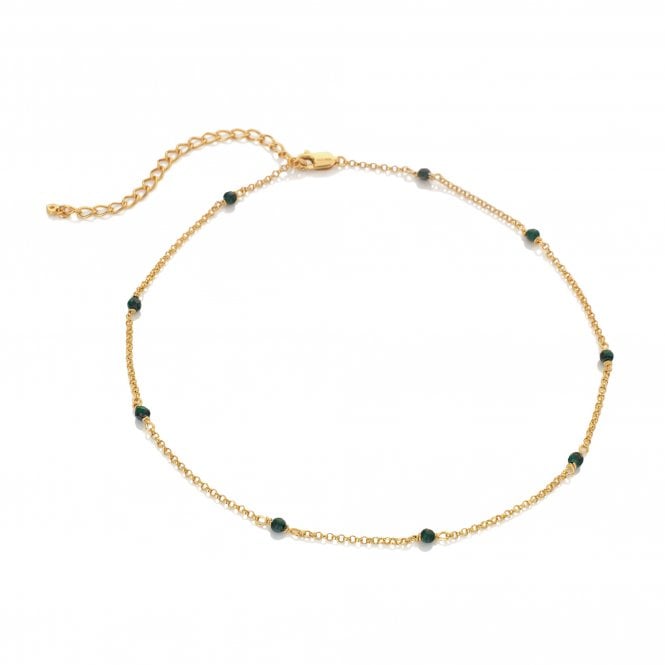 Hot Diamonds x Golden Edit 18ct Yellow Gold Malachite Choker Necklace DN154