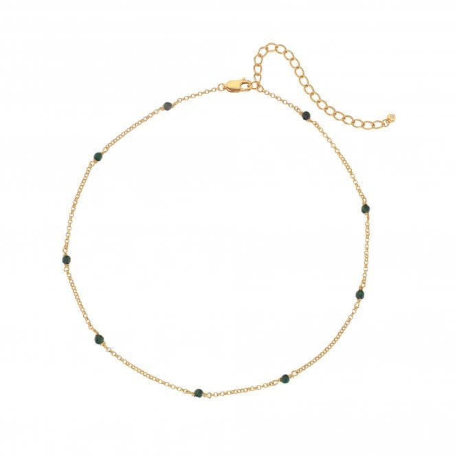 Hot Diamonds x Golden Edit 18ct Yellow Gold Malachite Choker Necklace DN154