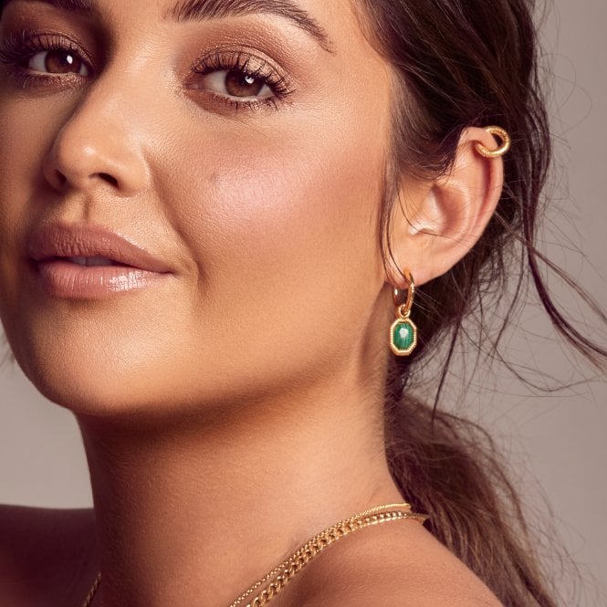 Hot Diamonds x Golden Edit Revive Malachite Drop Hoop Earrings DE676