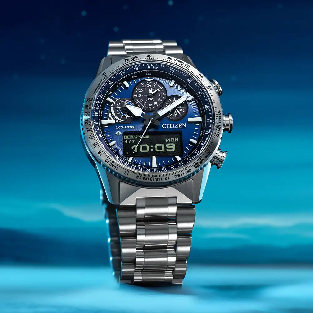 Citizen Eco-Drive Promaster Skyhawk Stainless Steel Blue Dial Watch JV2000-51L