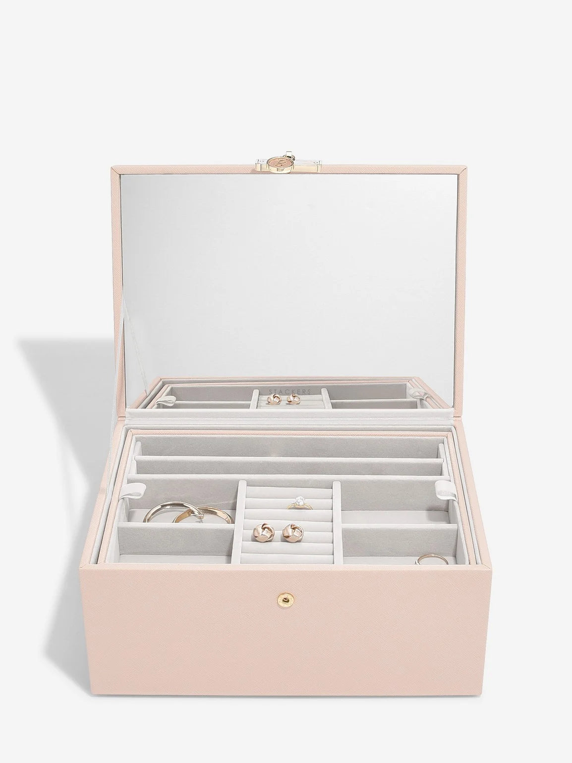 Stackers Luxury Classic Jewellery Box Pink Two Colour