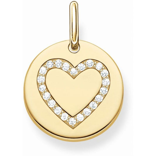 Thomas Sabo Love Bridge Yellow Gold Plated Disc with Cubic Zirconia Heart Pendant LBPE0005-414-14