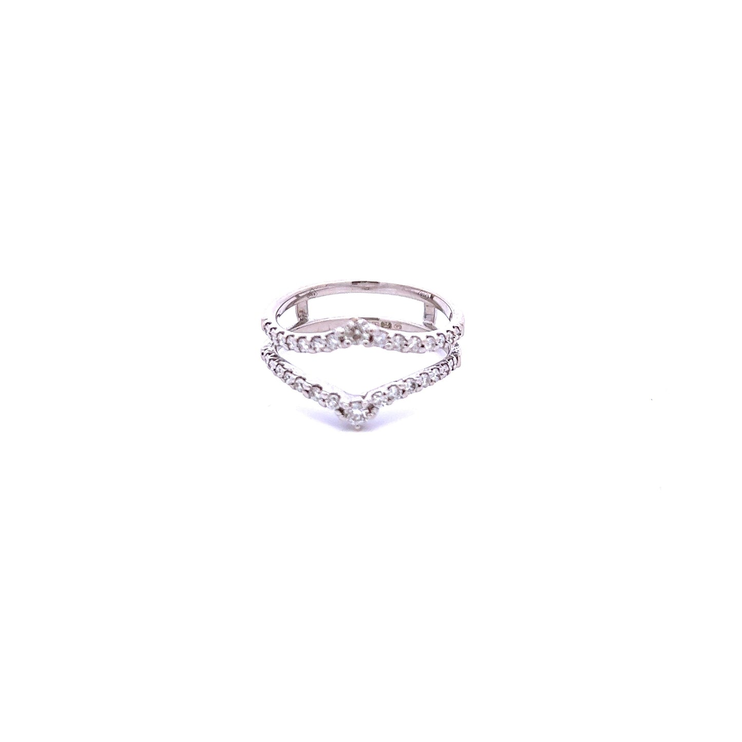 18ct White Gold Diamond Wishbone Slot Ring