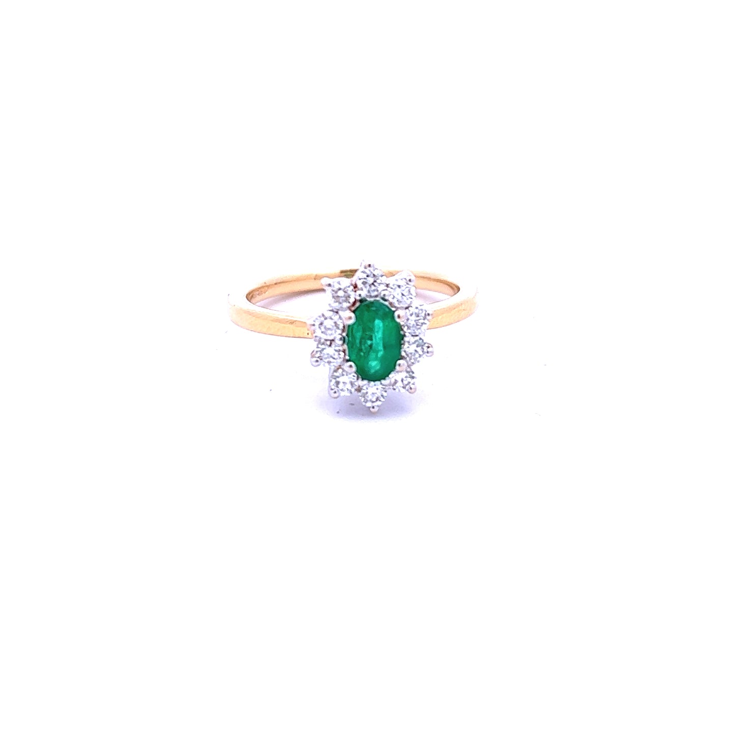 18ct Yellow Gold Emerald and Diamond Ring