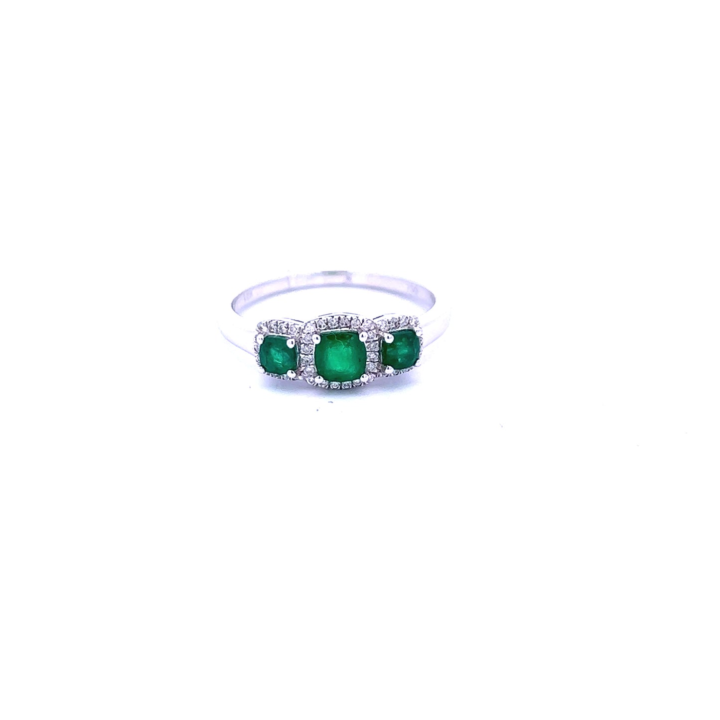 18ct White Gold Emerald and Diamond Ring