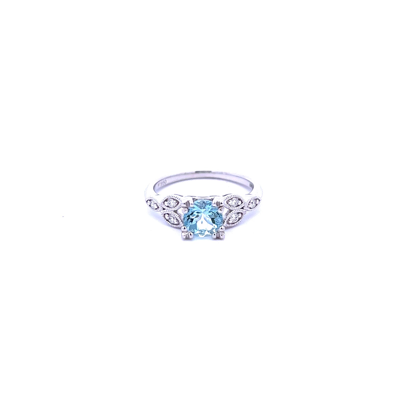 Platinum Aquamarine and Diamond Ring