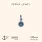 Permanent Sterling Silver Round Light Blue March Birthstone Cubic Zirconia Charm for Perma Bracelet