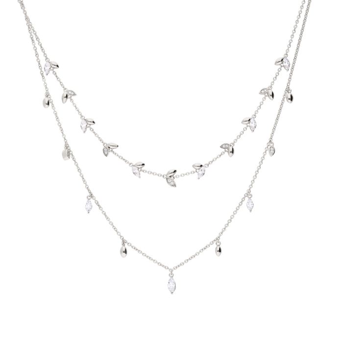 Diamonfire Two Row Cubic Zirconia Leaf Necklace N4418