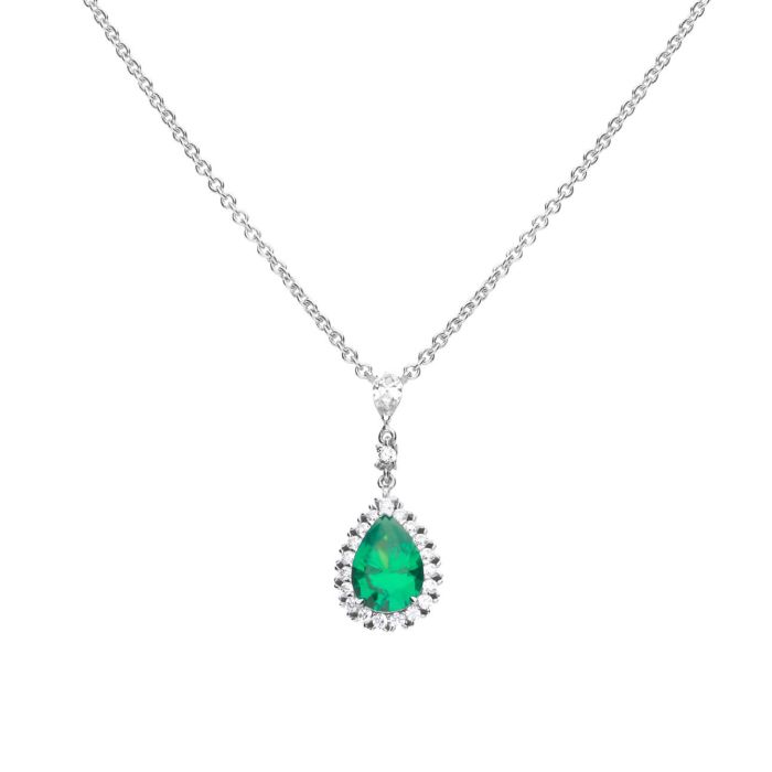 Diamonfire Green Stone Teardrop Necklace