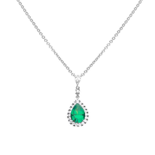 Diamonfire Green Stone Teardrop Necklace