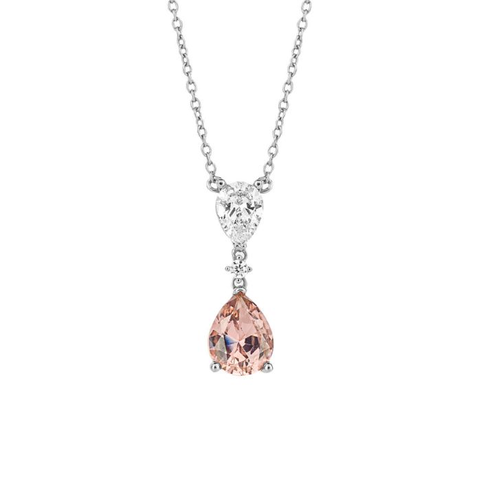 Diamonfire Teardrop Shaped Pink Zirconia Drop Necklace