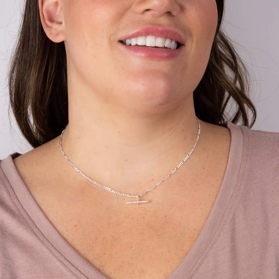 Sterling Silver T-Bar Figaro Chain