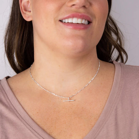 Sterling Silver T-Bar Figaro Chain