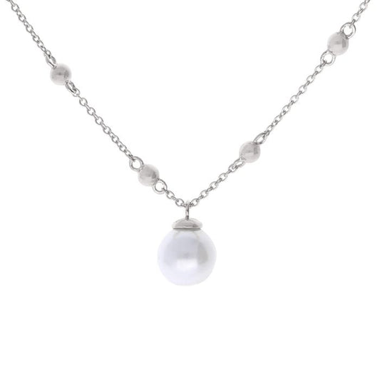 Diamonfire Trace Chain Shell Pearl Station Necklace