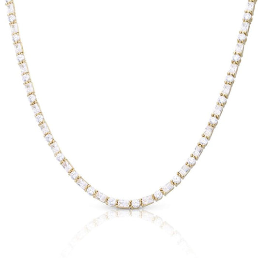 Diamonfire Yellow Gold Plated Cubic Zirconia Brilliant and Baguette Necklace