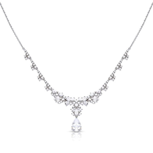 Diamonfire Sterling Silver Cubic Zirconia Teardrop Ornate Necklace