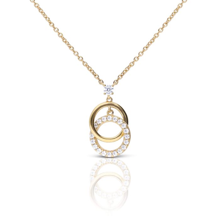Diamonfire Yellow Gold Plated Cubic Zirconia Circles Necklace