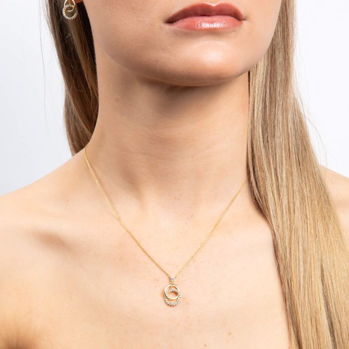 Diamonfire Yellow Gold Plated Cubic Zirconia Circles Necklace