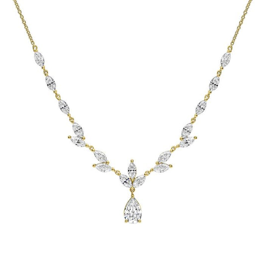 Diamonfire Yellow Gold Plated Cubic Zirconia Vine Leaf Teardrop Necklace