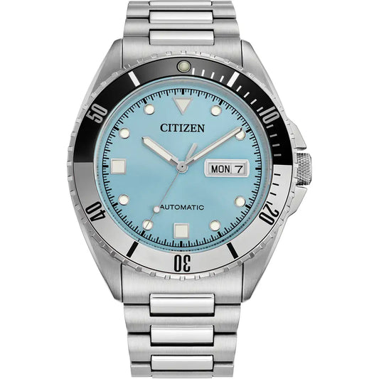 Citizen Light Blue Dial Automatic Two Colour Bezel Steel Bracelet Watch NH7530-52L