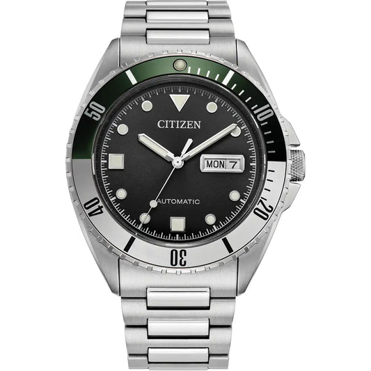 Citizen Black Dial Automatic Green Steel Bezel Bracelet Watch NH7531-50E