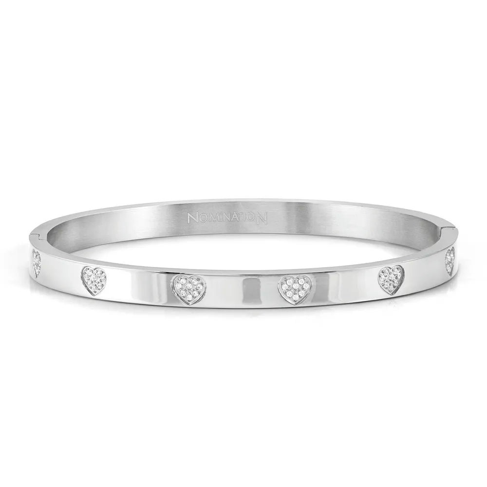 Nomination Stainless Steel Pretty Bangles Cubic Zirconia Heart Large 029504/004