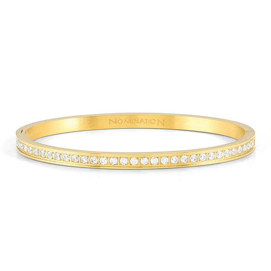 Nomination Stainless Steel Pretty Bangles Yellow Gold PVD Cubic Zirconia Bangle Large 029506/020