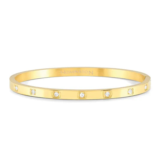 Nomination Stainless Steel Pretty Bangles Yellow Gold PVD Square Cubic Zirconia Bangle Medium 029514/012