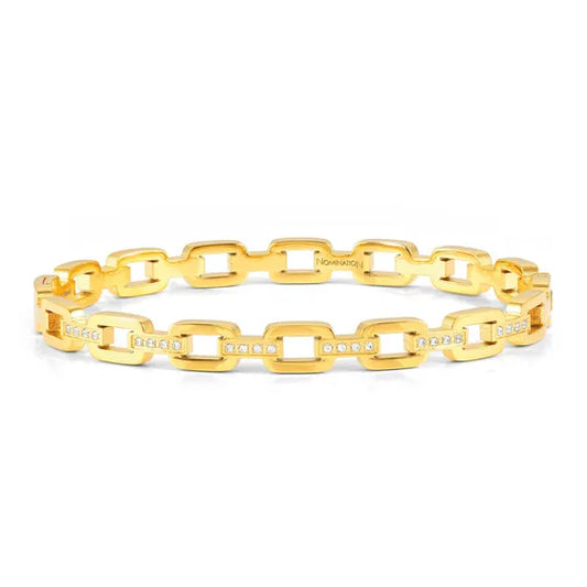 Nomination Stainless Steel Pretty Bangles Cubic Zirconia Chain Small Yellow Gold PVD 029509/012
