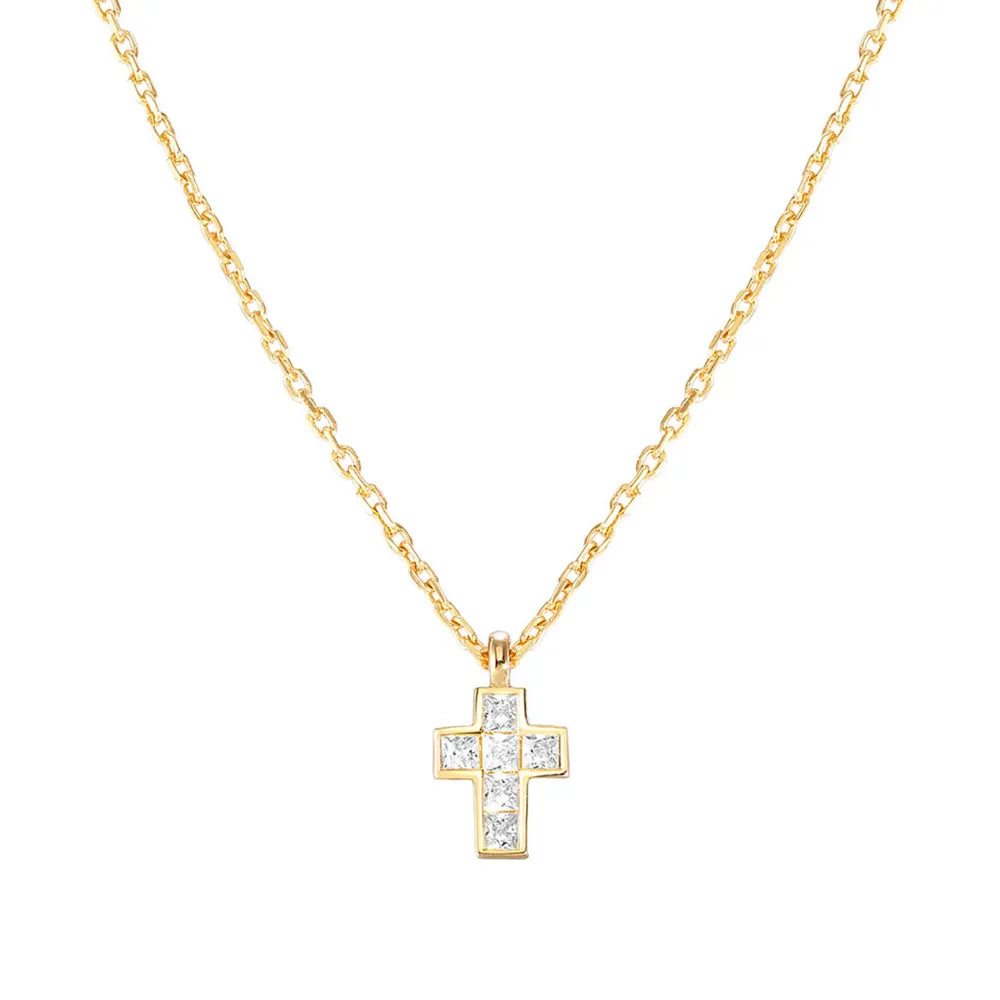 Nomination Carismatica Gold Plated Small Cubic Zirconia Cross & Chain 240912/001