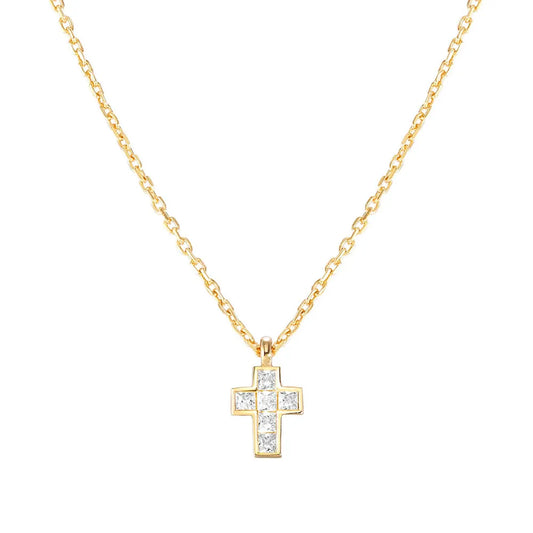 Nomination Carismatica Gold Plated Small Cubic Zirconia Cross & Chain 240912/001